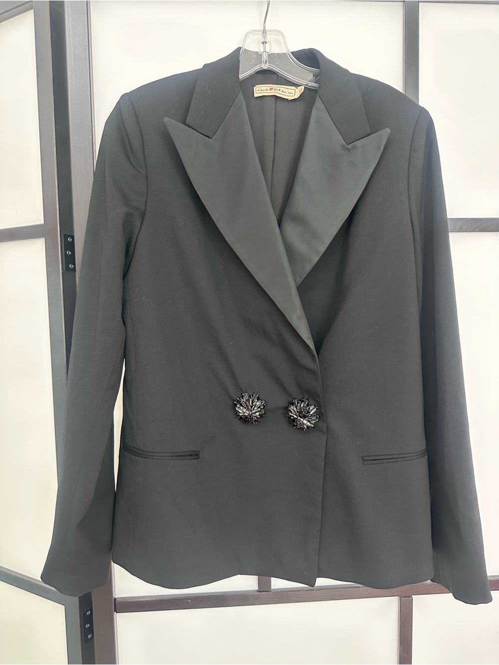 H&M x Lanvin Black Satin-Trim Double-Breasted Blazer